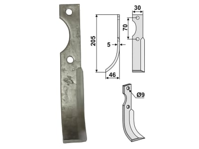 Industriehof® Fräsmesser links/rechts 205 x 30 x 5 mm, Bohrung 9 mm für Honda F300 Industriehof® Fräsmesser links/rechts 205 x 30 x 5 mm, Bohrung 9 mm für Honda F300