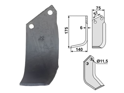 Industriehof® Fräsmesser links 175 x 75 x 6 mm, Bohrung 11,5 mm für Howard, HOW-01L