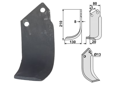 Industriehof® Fräsmesser rechts 210 x 80 x 8 mm, Bohrung 13 mm für Howard, HOW-05R