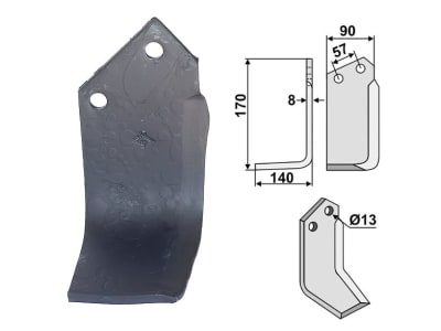 Industriehof® Fräsmesser links/rechts 170 x 90 x 8 mm, Bohrung 13 mm für Howard