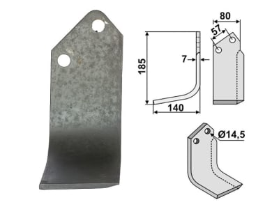 Industriehof® Fräsmesser rechts 185 x 80 x 7 mm, Bohrung 14,5 mm für Huard, HUA-01R