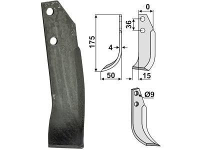 Industriehof® Fräsmesser links 175 x 40 x 4 mm, Bohrung 9 mm für Tielbürger Tielbürger, IND-125L