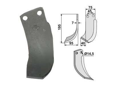 Industriehof® Fräsmesser links/rechts 195 x 75 x 7 mm, Bohrung 14,5 mm für Gehring