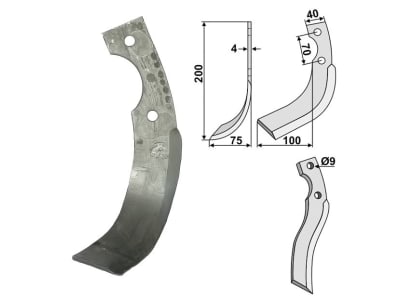 Industriehof® Fräsmesser links/rechts 200 x 40 x 4 mm, Bohrung 9 mm für Iseki Industriehof® Fräsmesser links/rechts 200 x 40 x 4 mm, Bohrung 9 mm für Iseki