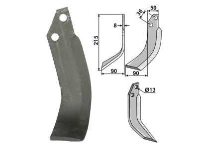 Industriehof® Fräsmesser links/rechts 215 x 50 x 8 mm, Bohrung 13 mm für JNC