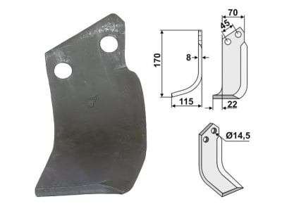 Industriehof® Fräsmesser links 170 x 70 x 8 mm, Bohrung 14,5 mm, Gewicht 0,9 kg für Maletti, MAL-12L