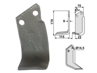 Industriehof® Fräsmesser rechts 170 x 70 x 8 mm, Bohrung 14,5 mm, Gewicht 1,0 kg für Maletti, MAL-13R