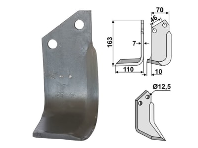 Industriehof® Fräsmesser rechts 163 x 70 x 7 mm, Bohrung 12,5 mm für Muratori, MUR-05R