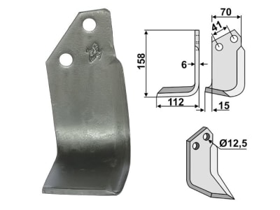 Industriehof® Fräsmesser links/rechts 158 x 70 x 6 mm, Bohrung 12,5 mm für Ompi Industriehof® Fräsmesser links/rechts 158 x 70 x 6 mm, Bohrung 12,5 mm für Ompi