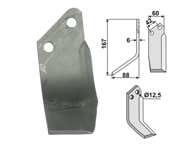 Industriehof® Fräsmesser rechts 167 x 60 x 6 mm, Bohrung 12,5 mm für Pasquali NF 557, PAS-13R