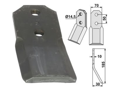 Industriehof® Rotorzinken links/rechts 185 x 70 x 10 mm, Bohrung 14,5 mm für Pegoraro, PEG-05