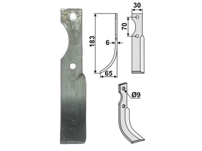 Industriehof® Fräsmesser rechts 183 x 30 x 6 mm, Bohrung 9 mm für S.E.P., SEP-01R