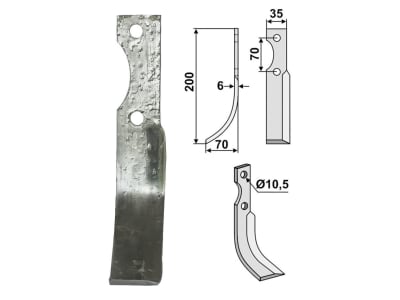 Industriehof® Fräsmesser links/rechts 200 x 35 x 6 mm, Bohrung 10,5 mm für S.E.P. 60-70-100