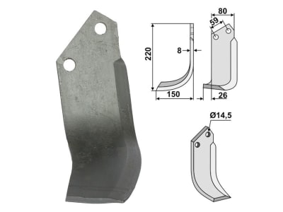 Industriehof® Fräsmesser links/rechts 220 x 80 x 8 mm, Bohrung 14,5 mm für Tortella T45 n.t. - T5 v.t.