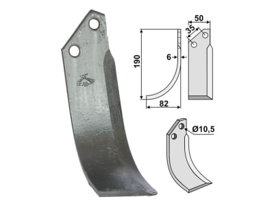 Industriehof® Fräsmesser links/rechts 190 x 50 x 6 mm, Bohrung 10,5 mm für Valpadana VMC 15