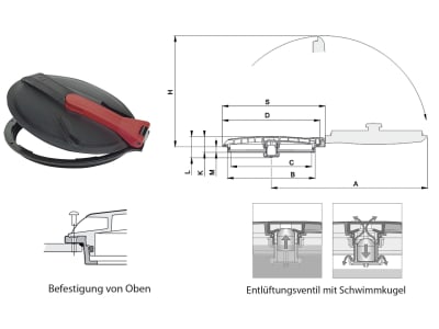 Agrotop Klappdeckel Ø 367 mm mit Schwimmerventil oben, 14431