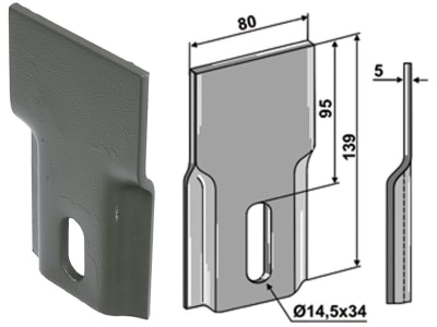 Industriehof® Abstreifer 139 x 80 x 5 mm, Bohrung 34 x 14,5 mm für Feraboli, Vicon Packerwalzen, 51-F100