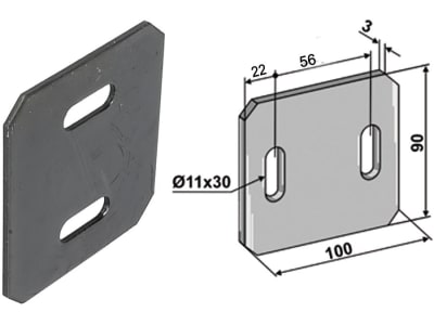 Industriehof® Abstreifer 100 x 90 x 3 mm, Bohrung 30 x 11 mm für Frandent Packerwalzen, 51-F202