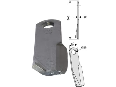 Industriehof® Schlegelmesser 260 x 60 x 10 mm, Bohrung 29 mm, für Fischer Industriehof® Schlegelmesser 260 x 60 x 10 mm, Bohrung 29 mm, für Fischer