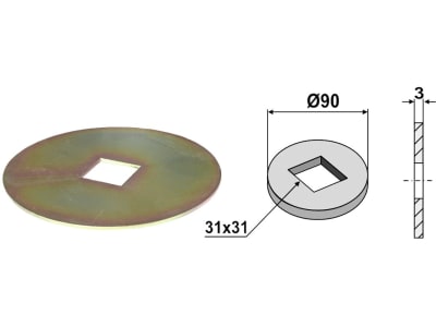 Industriehof® Ausgleichsscheibe gerade, für Vierkantwelle 28 x 28/30 x 30 mm, 31-0006