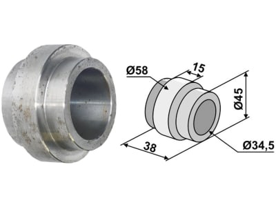 Industriehof® Lagerwelle für Lagerung mit Vierkantwelle 26 x 26 mm (Best. Nr. 10477881), Hankmo, 45; 58 x 34,5 x 38 mm, 31-0016D