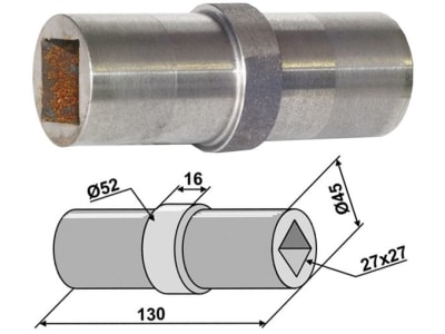 Industriehof® Lagerwelle für Vierkantwelle 26 x 26 mm, 45; 52 x 27; 27 x 130 mm, 31-0031C