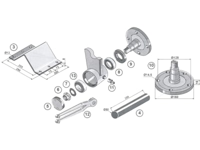 Industriehof® Oberschelle 280 x 200 x 8 mm, für Scheibenhalter verstärkte für Rahmen 100 x 100 mm, Hopfen- und Kurzscheibeneggen Ø 610 mm, 31-0602