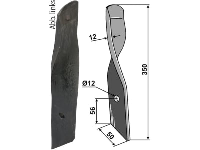 Industriehof® Rollspatenmesser links 350 x 50 x 12 mm Bohrung 12 mm für "Dyna-Drive Jumbo", 31-BOM-41L