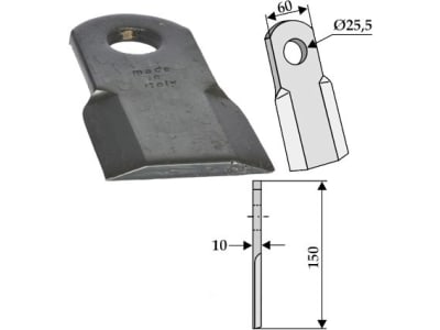 Industriehof® Schlegelmesser gerade 150 x 60 x 10 mm, Bohrung 25,5 mm, für Agrimaster, Calderoni, Sicma, Sicma (Miglianico), 63-AGM-02 Industriehof® Schlegelmesser gerade 150 x 60 x 10 mm, Bohrung 25,5 mm, für Agrimaster, Calderoni, Sicma, Sicma (Miglianico), 63-AGM-02