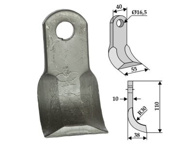 Industriehof® Y-Messer 110 x 40/55 x 10 mm, Bohrung 16,5 mm, für Dragone, 63-DRG-04