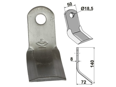 Industriehof® Y-Messer 140 x 50 x 8 mm, Bohrung 18,5 mm, für Dragone, 63-DRG-11 Industriehof® Y-Messer 140 x 50 x 8 mm, Bohrung 18,5 mm, für Dragone, 63-DRG-11