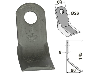 Industriehof® Y-Messer 145 x 60 x 8 mm, Bohrung 26 mm, Tiefe 50 mm, für Ferri, 63-FEI-51 Industriehof® Y-Messer 145 x 60 x 8 mm, Bohrung 26 mm, Tiefe 50 mm, für Ferri, 63-FEI-51