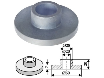 Industriehof® Innenbuchse 20 x 4/20 mm, Ø innen 20 mm, Ø außen 28 mm; 60 mm, für Gilbers, 63-GIL-85