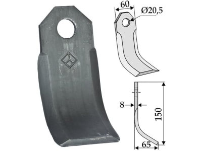 Industriehof® Y-Messer 150 x 60 x 8 mm, Bohrung 20,5 mm, für Agram, Taarup, 63-IND-153