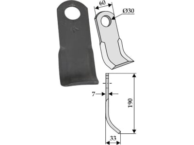 Industriehof® Y-Messer 190 x 60 x 7 mm, Bohrung 30 mm, für Agromet, Saxonia, 63-IND-69 Industriehof® Y-Messer 190 x 60 x 7 mm, Bohrung 30 mm, für Agromet, Saxonia, 63-IND-69