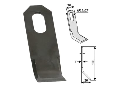 Industriehof® Y-Messer 105 x 30 x 4 mm, Bohrung 27 x 13 mm, für Iseki, 63-ISE-99 Industriehof® Y-Messer 105 x 30 x 4 mm, Bohrung 27 x 13 mm, für Iseki, 63-ISE-99