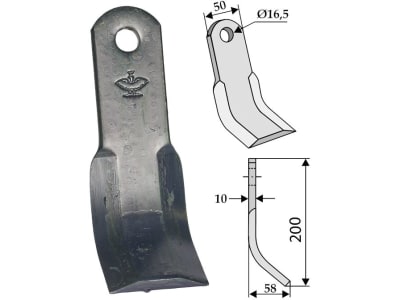 Industriehof® Y-Messer 200 x 50 x 10 mm, Bohrung 16,5 mm, für Kverneland (Maletti), 63-MAL-14 Industriehof® Y-Messer 200 x 50 x 10 mm, Bohrung 16,5 mm, für Kverneland (Maletti), 63-MAL-14