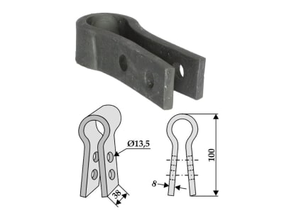 Industriehof® Halter 100 x 38 x 8 mm, Bohrung 13,5 mm für Gyro, Nicolas Schlegelmesser, 63-NIC-02