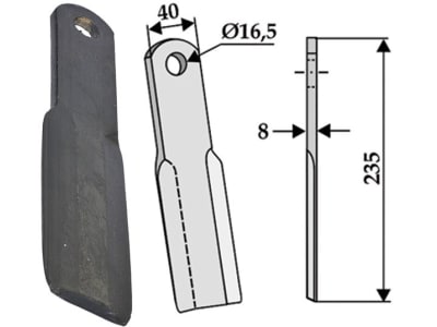 Industriehof® Schlegelmesser 195 x 34 x 8 mm, Bohrung 26 mm, für Kuhn, Perugini, 63-NOB-36