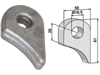 Industriehof® Halter 81 x 50 x 18,5 mm, Bohrung 16,5 mm, ohne Sechkantansatz Berti, M.E.A.A.T. Schlegelmesser, 63-RM-913