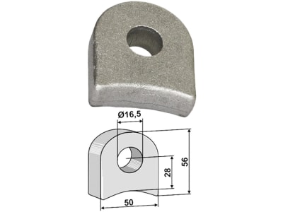 Industriehof® Halter 56 x 50 x 17,5 mm, Bohrung 16,5 mm, ohne Sechkantansatz Agricom Schlegelmesser, 63-RM-922