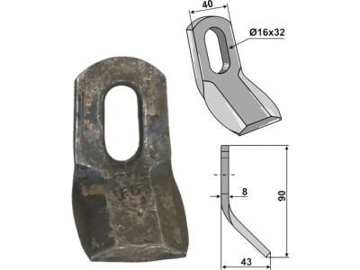 Industriehof® Y-Messer 90 x 40 x 8 mm, Bohrung 32 x 16 mm, für S.M.A., 63-SMA-55 Industriehof® Y-Messer 90 x 40 x 8 mm, Bohrung 32 x 16 mm, für S.M.A., 63-SMA-55