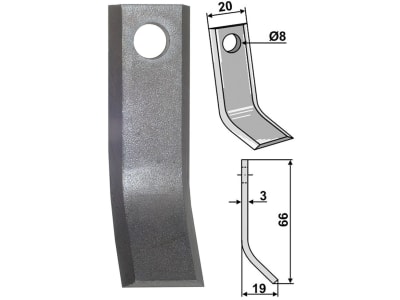 Industriehof® Y-Messer 66 x 20 x 3 mm, Bohrung 8 mm, für Sabo, 63-TOR-52-0