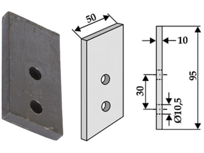 Industriehof® Schlegelmesser 95 x 50 x 10 mm, Bohrung 10,5 mm, für Dondi: DMR 25 Grabenfräsen, 633-SDO-01