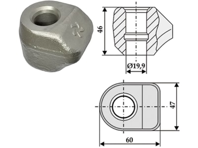 Industriehof® Halter 60 x 47 x 46 mm, Bohrung 20 mm für GRaben- und Straßenfräse, 635-0014 Industriehof® Halter 60 x 47 x 46 mm, Bohrung 20 mm für GRaben- und Straßenfräse, 635-0014