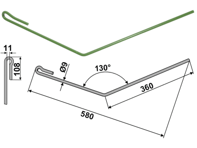 Striegelzinken 580 x 9 mm lang für Amazone Saatstriegel