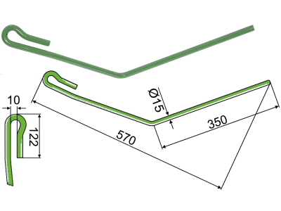 Industriehof® Striegelzinken 570 x 15 mm rechts für Amazone Saatstriegel, 10.ST-A24