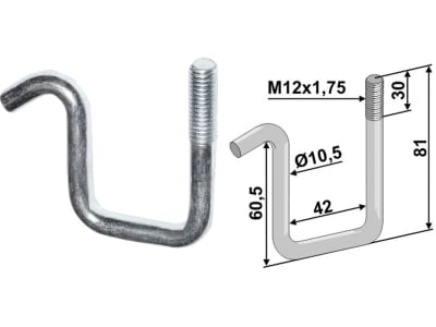 Industriehof® Zinkenhalter 81/60,5 x 42 x 10,5 mm für Striegelzinken Ø 8–9 mm, Rahmen 40 x 40 mm, universal, 10.ST-HH-22