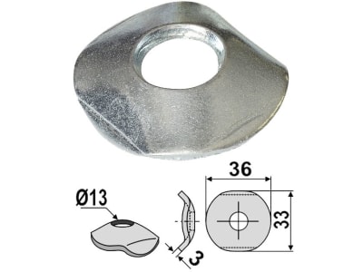 Industriehof® Unterlegscheibe 36; 33 x 13 x 3 mm, für Einböck Striegelzinken (Best. Nr. 10075556), 10.ST-HH-4