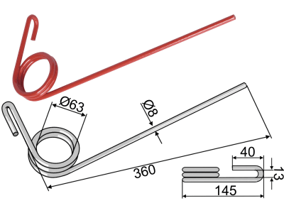 Industriehof® Striegelzinken 360 x 8 mm für KRM, 10.ST-KR-02